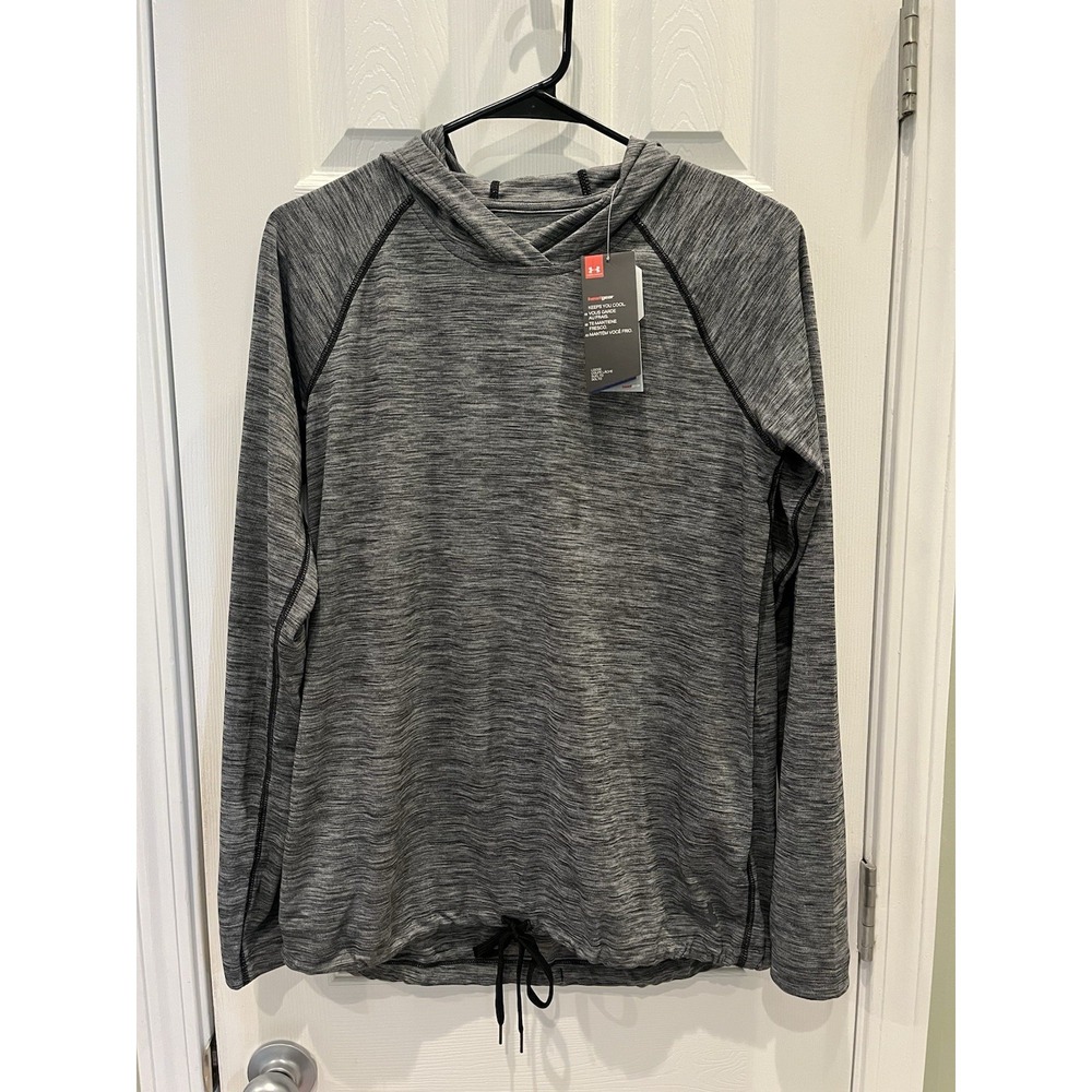 NWT Under Armour‎ Women's Sz Small Heatgear Velocity Twist Hoodie 1298715 Gray